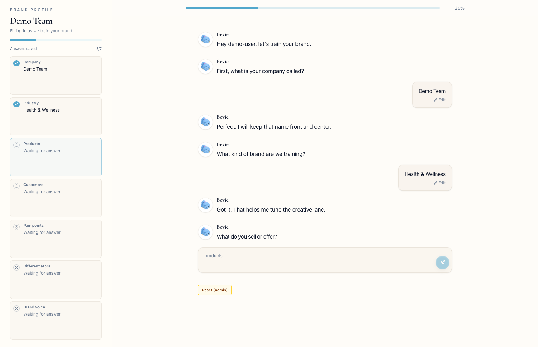 Bevyl onboarding after choosing a workspace