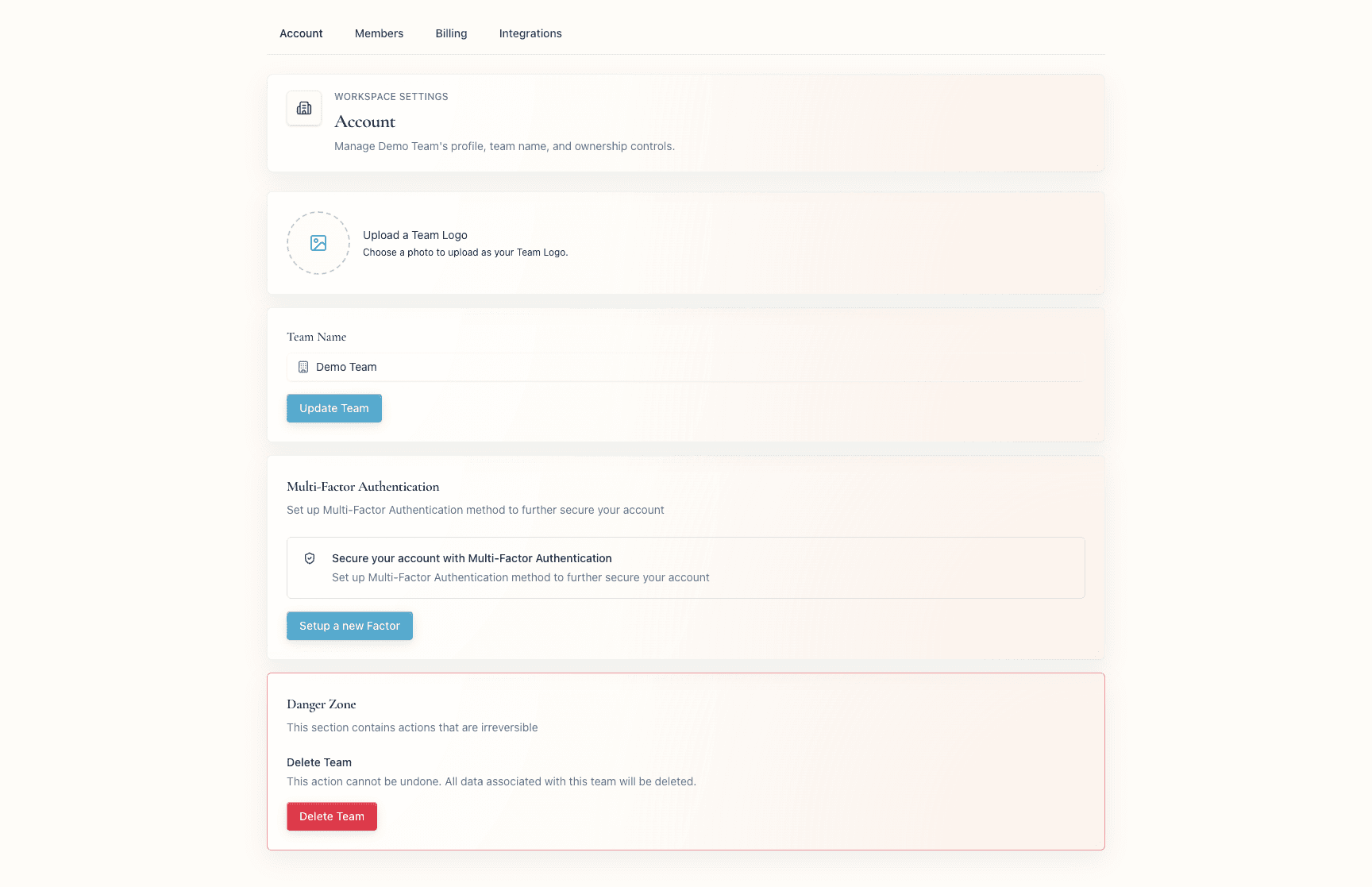 Workspace settings in Bevyl